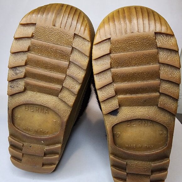 Vintage 70s Berna Italy Mink Fur Platform Boots Sherpa Lined Ski Snow Winter - Picture 9 of 10